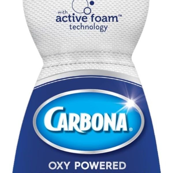Carbona Upholstery Cleaner with Built-In Brush | Oxy-Powered Formula with Active Foam Technology for Stains & Odor Removal | 2-in-1 Applicator for Couches, Car Seats, Mattresses, and More | 13.5 Fl Oz