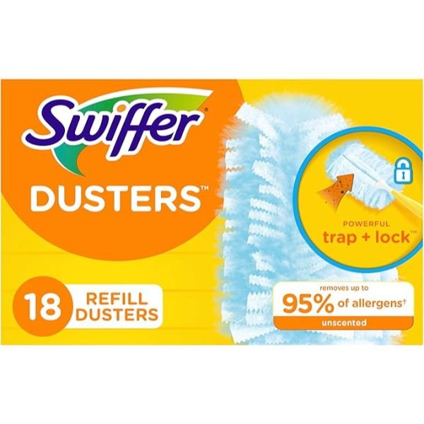 Swiffer Dusters Refill for Cleaning, Feather & Microfiber Duster Disposable Alternative, for Dusting Furniture, Blinds, Ceiling Fans, Walls, Helps Remove Allergens, Unscented, 18ct