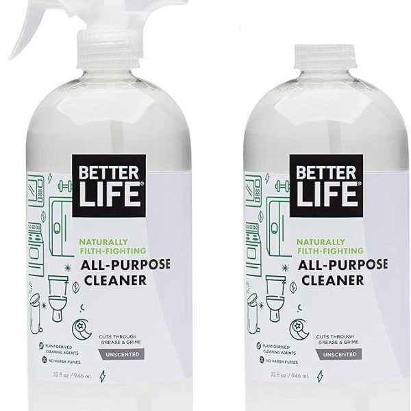 Better Life All Purpose Cleaner - Multipurpose Home and Kitchen Cleaning Spray for Glass, Countertops, Appliances, Upholstery & More - Multi-surface Spray Cleaner - 32oz (Pack of 2) Unscented